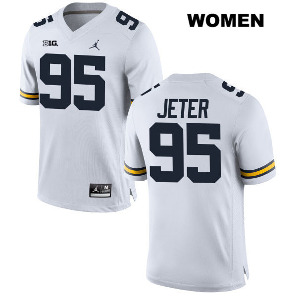 Women's NCAA Michigan Wolverines Donovan Jeter #95 White Jordan Brand Authentic Stitched Football College Jersey FZ25U46ZR